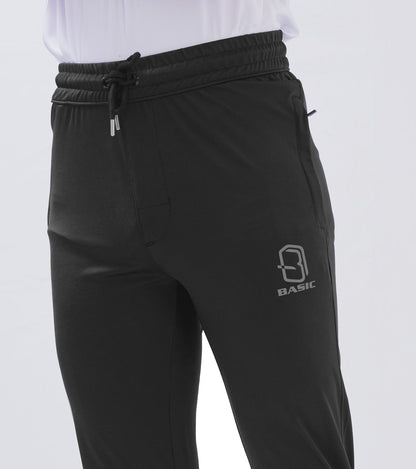 Black Dryfit Men’s Gym Trouser  with Side Pocket Reflector logo