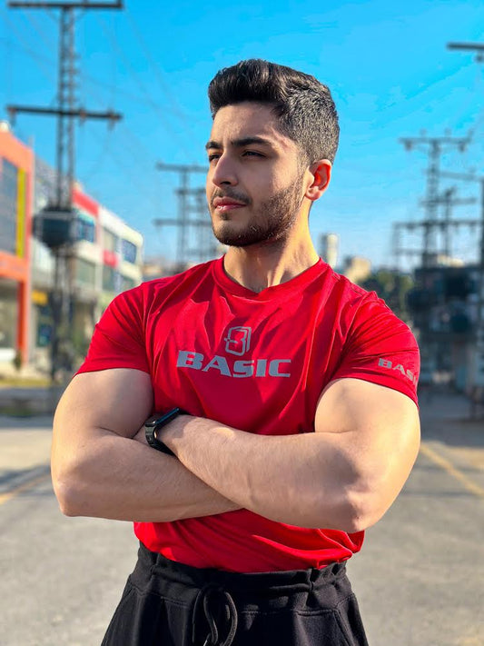 Red Dryfit Round Neck Premium T-Shirt For Men