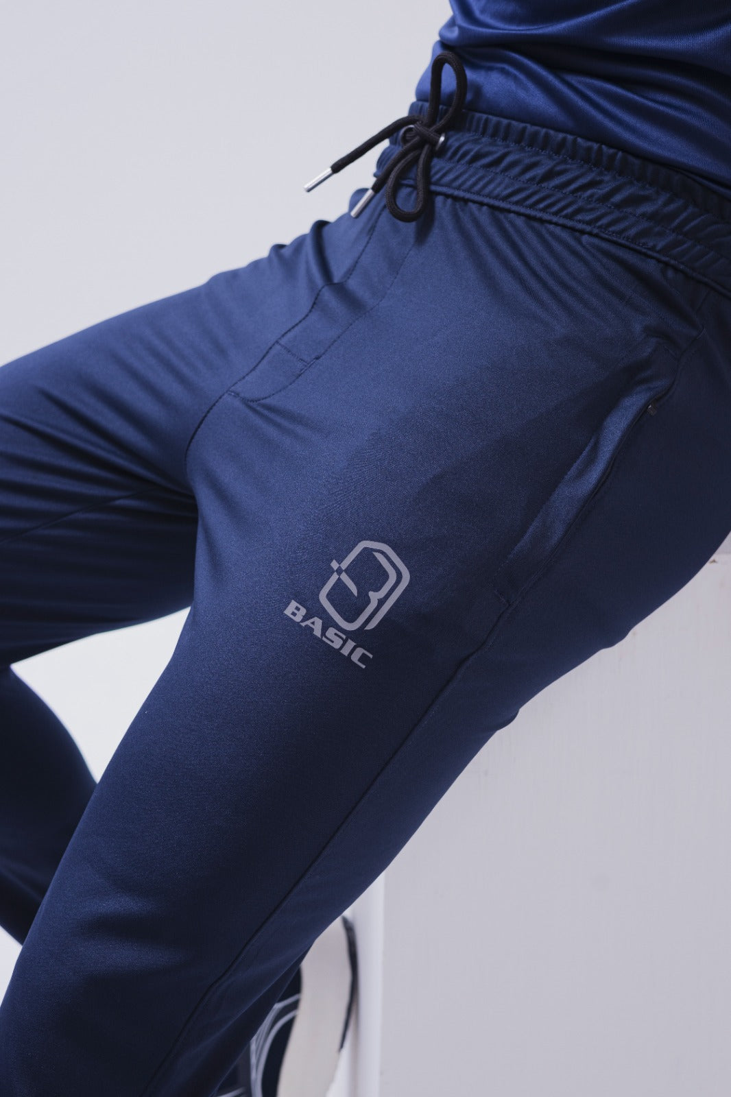 Navy Dryfit Gym Trouser  with Side Pocket Reflector logo