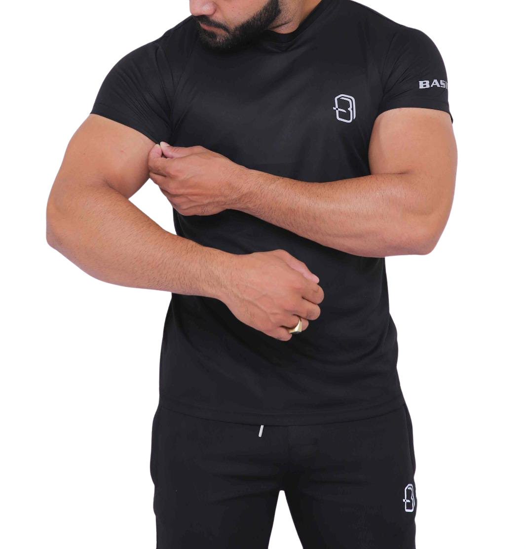 Black Relax Fit Men’s T-Shirt with Printed Logo