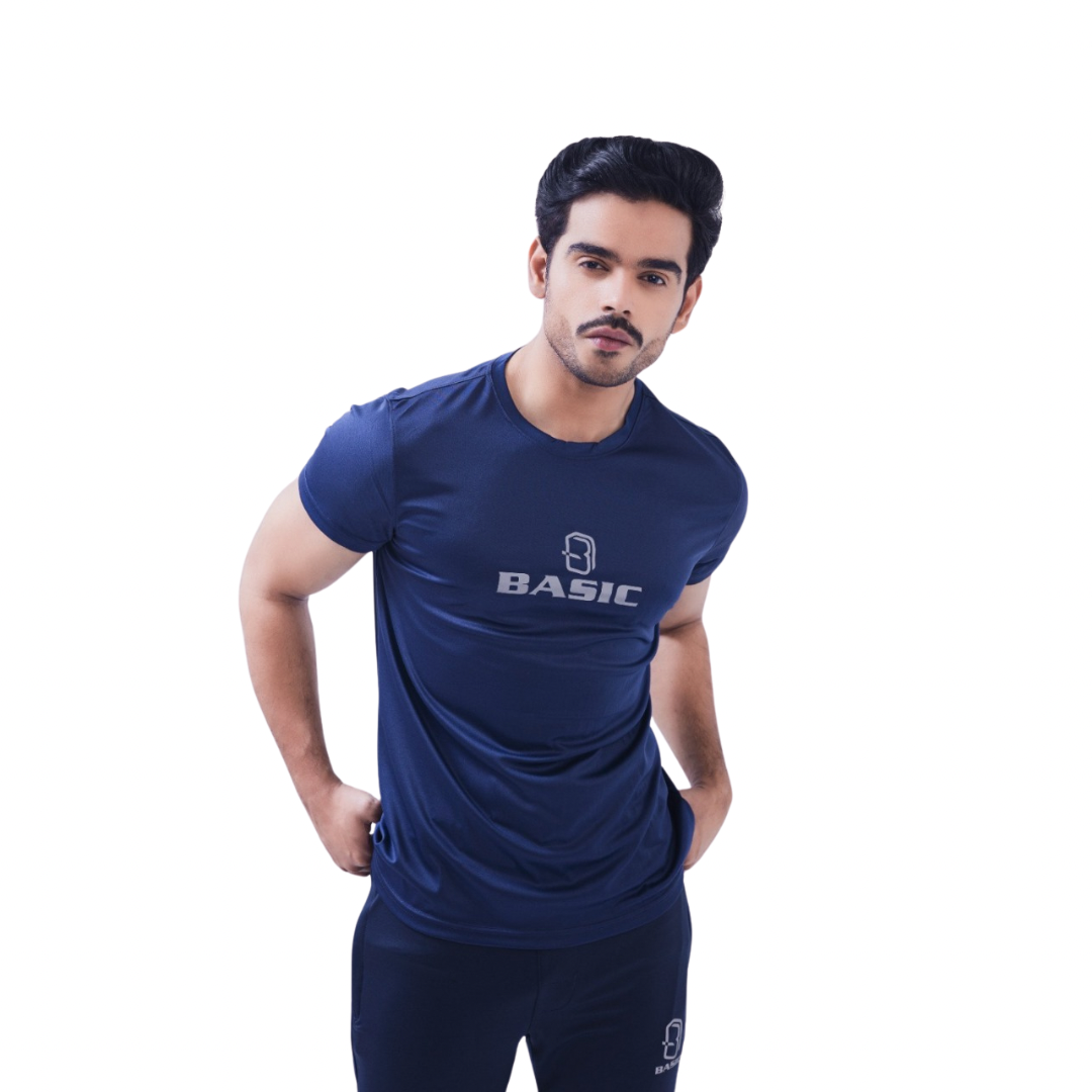 Navy Dryfit Round Neck T-Shirt for Men