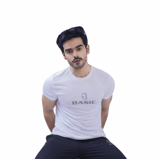 White Dryfit Round Neck T-Shirt for Men