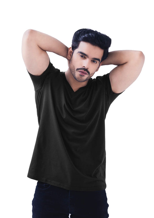 Black-Classic V-Neck Tee